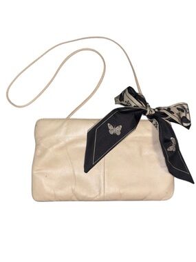 Small Beige Leather Crossbody Bag. Brand Unknown. (Tagged “Made in Brazil”)